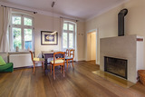 Ferienwohnung in Barhöft - Lotsenwohnung - Lotsenhaus Barhöft - Lotsenwohnung - Esszimmer mit Kamin